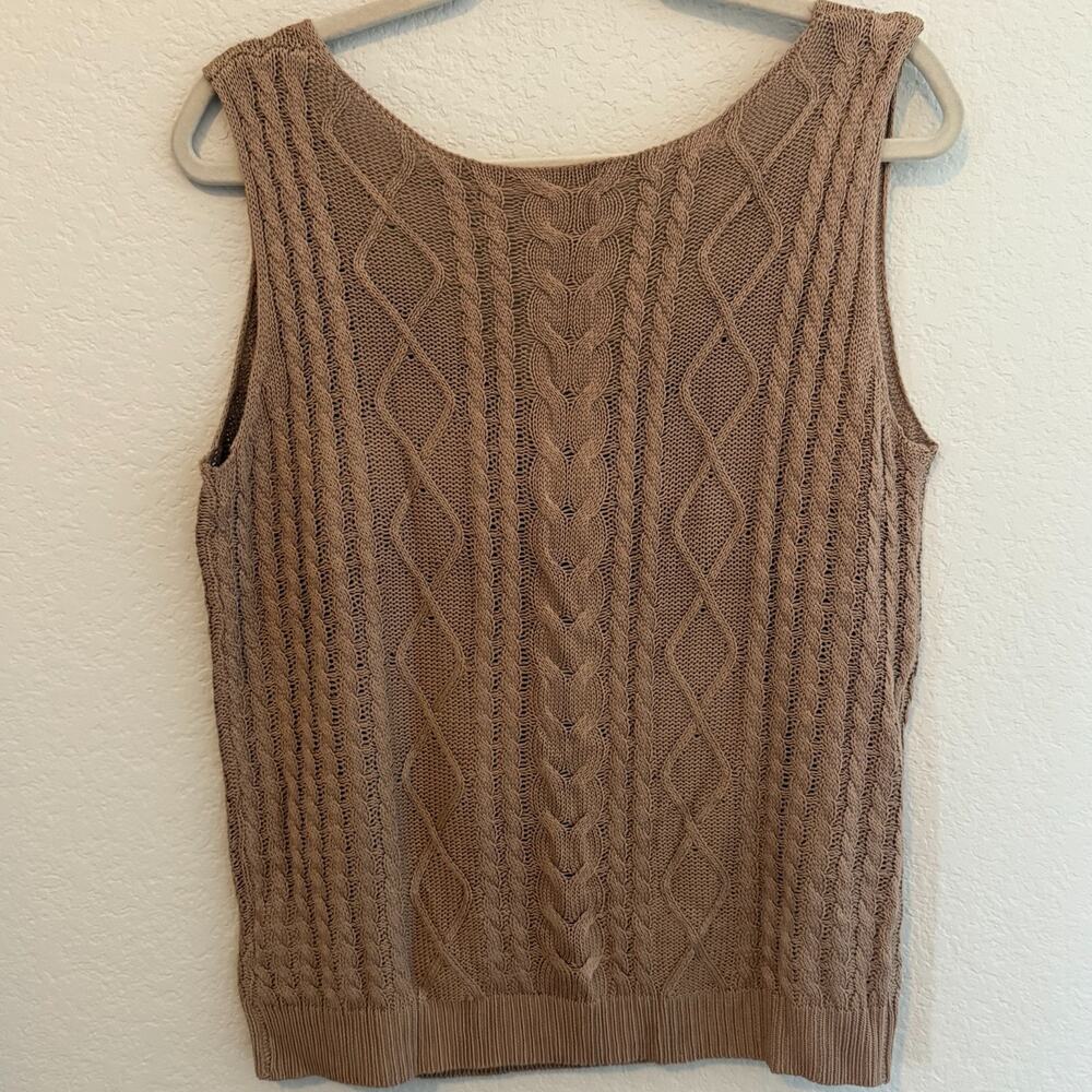 Soly Hux Brown Cable Knit Sweater Vest Preppy Academia Old Money Layering Large - Picture 2 of 6